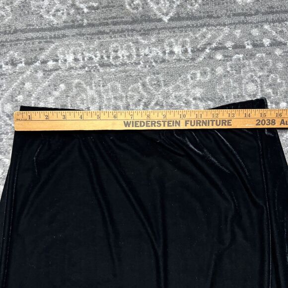 Notations Stretch Black Velvet Skirt Holiday Elastic Waist Long A-line XL - Picture 2 of 7